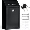 Metal Donation Box Collection Safe Suggestion Box with Lock Wall Mounted Mailbox Delivery Ballot Case Key Drop Case for Home Office Outdoor Door (Balck, 10.24 x 5.71 x 2.95 Inch)
