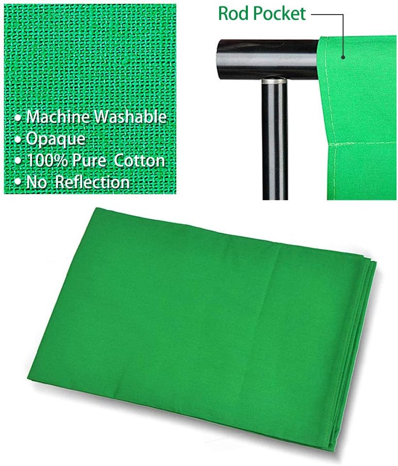 SLOW DOLPHIN Photo Video Studio 10 x12ft 100% Cotton Muslin Chromakey Green Screen Backdrop with 10 x 10ft Stand Photography Background Support System Kit Clamp, Carry Bag