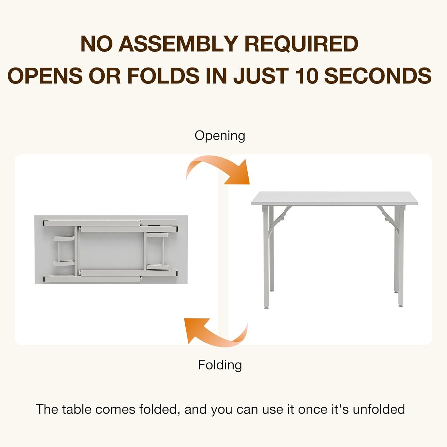 TEMI Small Computer Desk Folding Table - 43.3" Foldable Office Desk, No Assembly, Perfect for Small Spaces in Bedroom, Dorm, or Apartment, Portable Mini Desk or Study Table with Compact Design, White