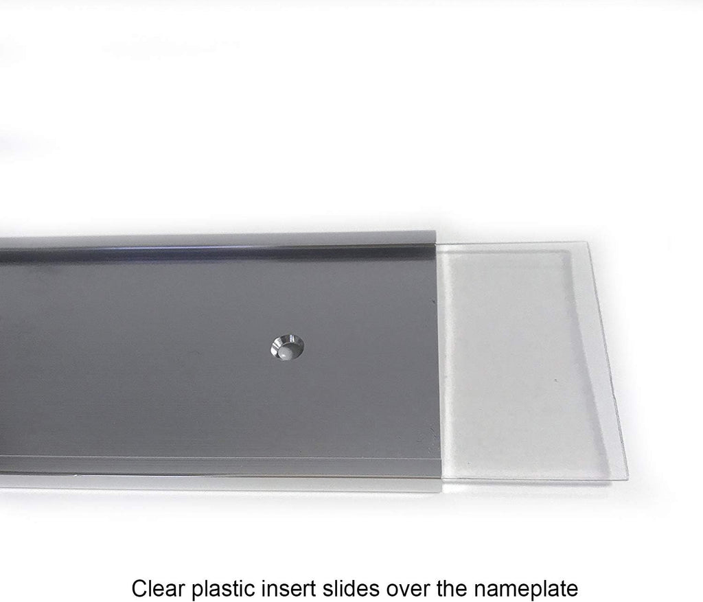 10 x 2 Wall or Door Nameplate Holder with Clear Plastic Insert - Pack of 10 (Silver)