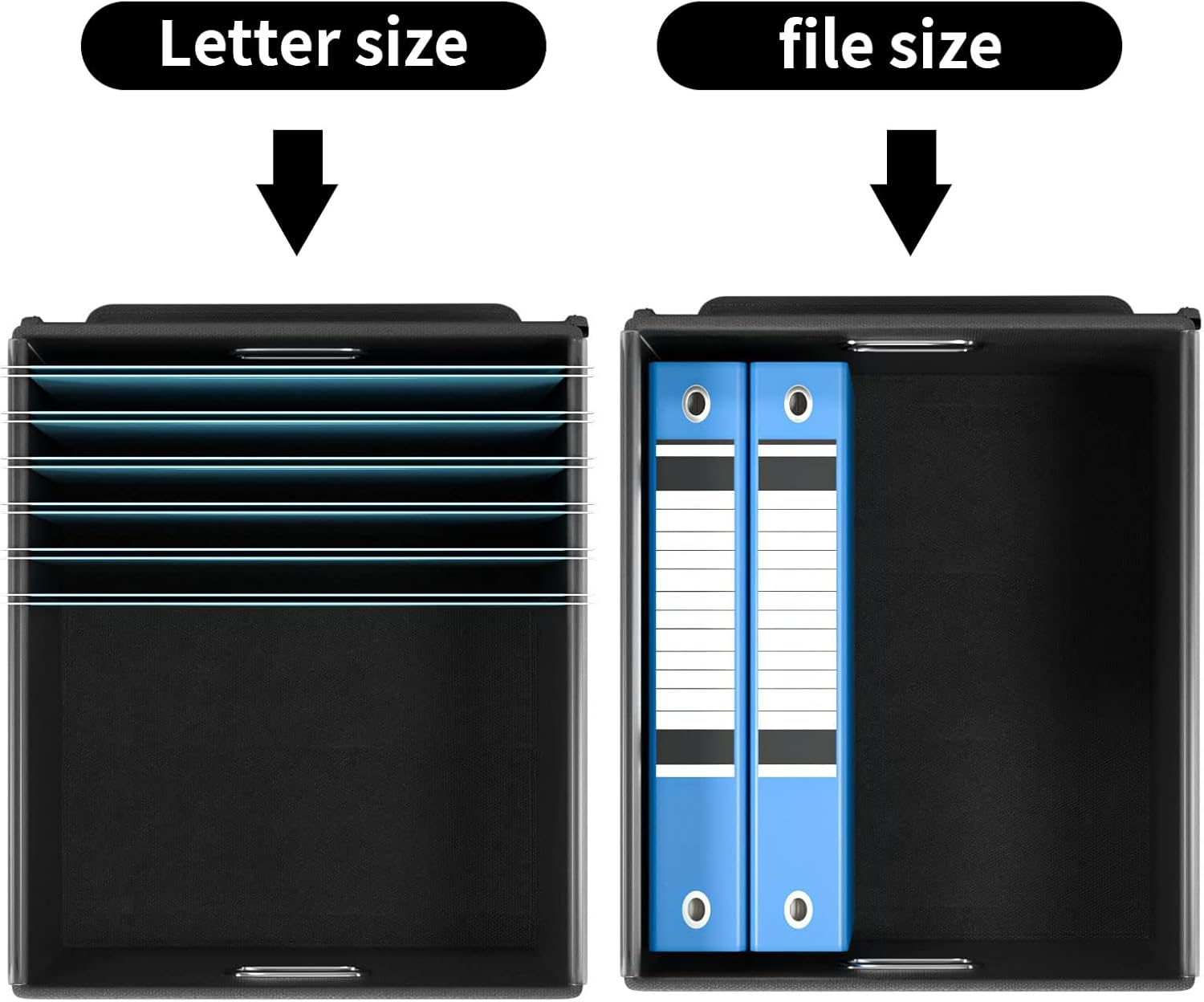 Huolewa File Organizer Boxes with Lids, Collapsible Linen Hanging Filing & Storage Boxes with Plastic Slide for Office/Decor/Home, Filling System for File/Folders/Document Storage -2 Pack