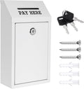 Metal Donation Box Collection Safe Suggestion Box with Lock Wall Mounted Mailbox Delivery Ballot Case Key Drop Case for Home Office Outdoor Door (White, 10.24 x 5.71 x 2.95 Inch)