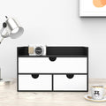Wisuce Desk Organizer with Drawers - Bamboo Desktop Organizer Storage | Black-White Wood Desk Makeup Dresser Top Organizer for Cosmetics No Assembly Required