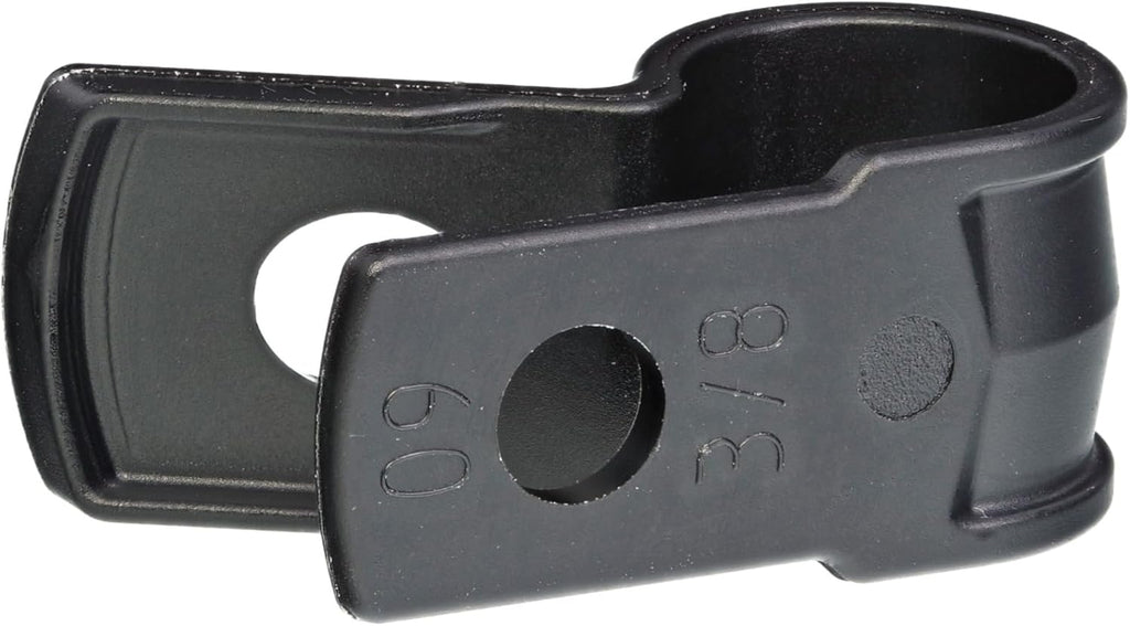 Secure 3/8 Inch Premium R Type UV Black Nylon Screw Mount Cable Clamp for Wire Management - 100 Pack