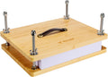 Book Press - 14.7x11.4 Large Size, Sustainable Wood Bookbinding Press, Portable Grip Handle & Anti-Slip Mat, Handmade Book Binding Tools for Craft Enthusiasts