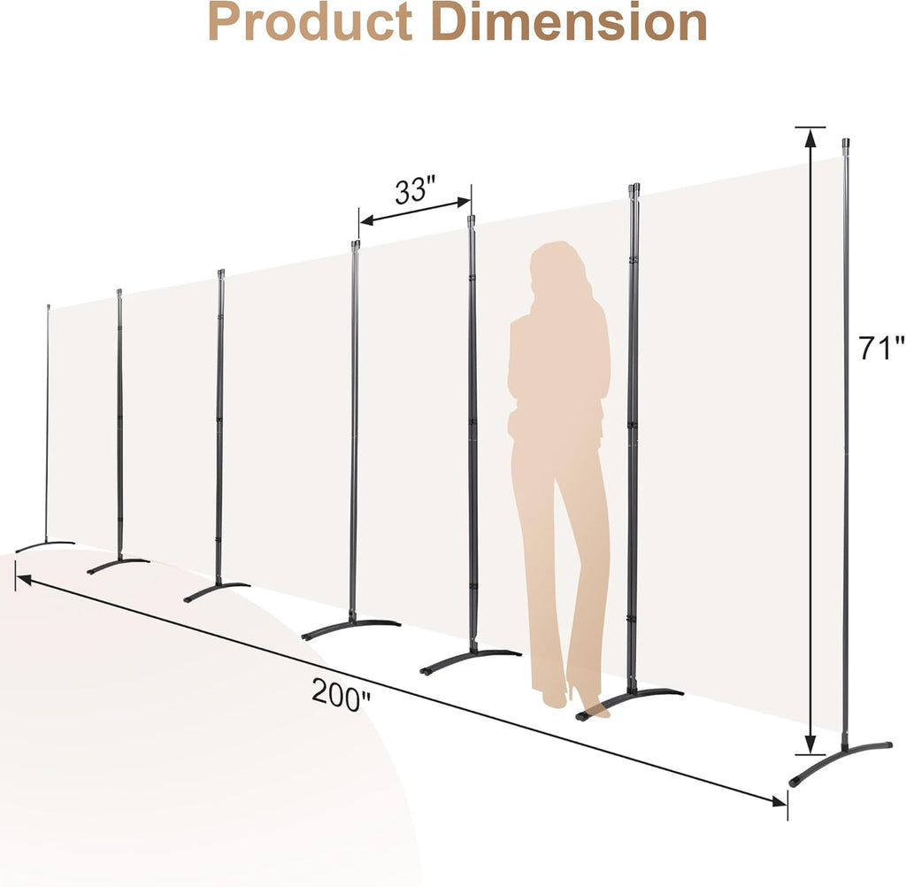 Room Divider-6 Panels White Folding Privacy Screens, 6 ft Partition Room Dividers Wall for Separation, Home, Office, Classroom, Studio