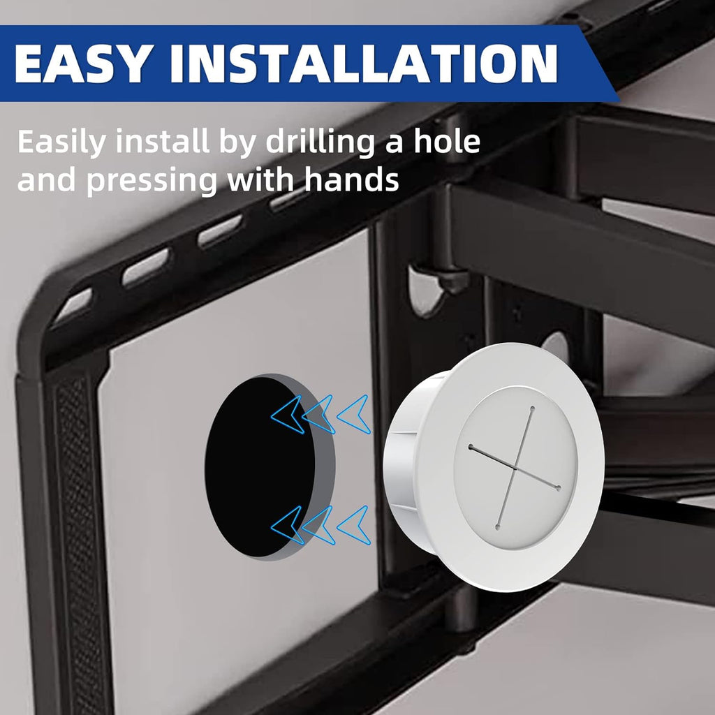 TV Wire Hider Kit for Wall Mount TV, in Wall Cable Management Kit, Includes 2 Pass Throughs and Hole Saw Drill Attachment for Easy Install（Off-White）