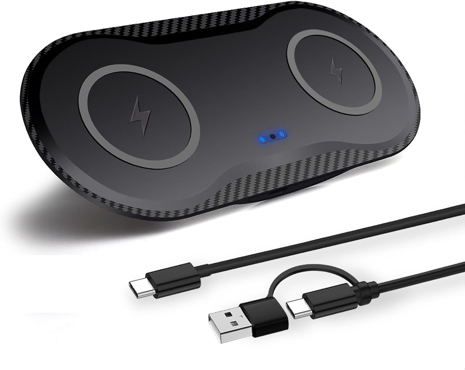 40W Wireless Charging Pad, Dual 20W Fast Wireless Charging Mat for iPhone 16 15 14 13 12 11/SE/X/XS,Apple Airpods 4/3/Pro,15W Wireless Charger Station for Samsung Galaxy/Note/Bud+ (Black)