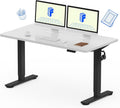 FLEXISPOT EN1 Whole-Piece Standing Desk, 55 x 28 Inches Electric Stand Up Desk for Workstation and Home Office (Black Frame + 55" White Top, 2 Packages)