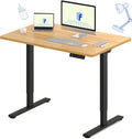 FLEXISPOT E3 Dual Motor Electric Standing Desk 48x24 Inch Whole-Piece Board Height Adjustable Electric Sit Stand Desk (Black Frame + Maple Desktop, 2 Packages)