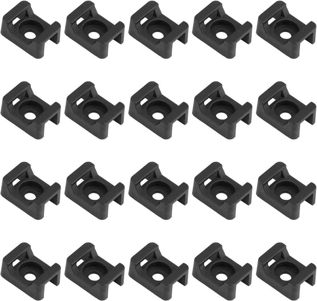 Cable Tie Mounting,100 Pcs Zip Tie Base,5 mm(M5) Screw Hole, 23x16x9(L*W*H) mm Cord Tie Mount Wire Tie Holder Fix Bottom Wire Management for Home/Office/Outdoor/Garden