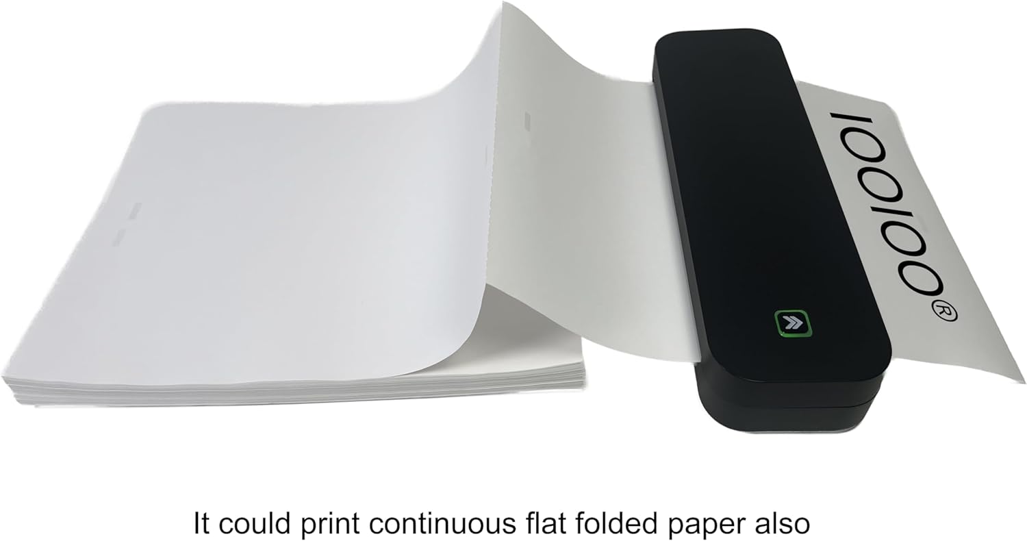 IOOIOO D210 Portable Printer, Wireless Inkless Bluetooth Thermal Printer for Tattoo Stencil Transfer Paper, for 8.5 x 11 Letter, A4 Rolled & Folded Thermal Paper (Black, Without Carrying Case)