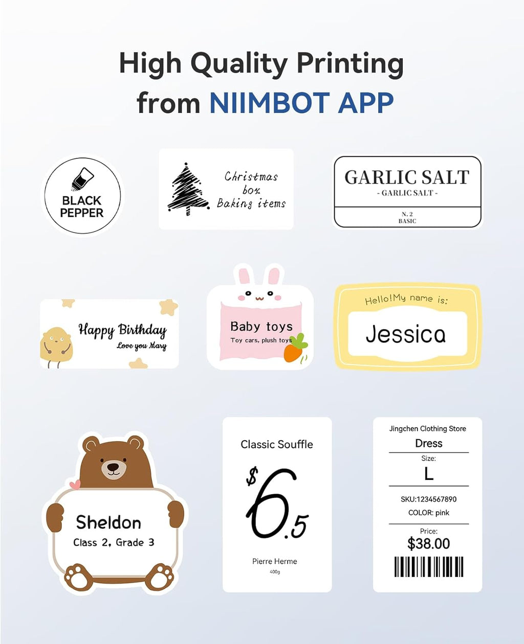 NIIMBOT B1 Label Maker Machine with Tape, Thermal Label Printer Easy to Use for Office Supplies, Home, Business, 2 Inch Label Maker with 2'' x1.18'' Labels