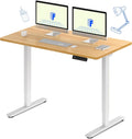 FLEXISPOT E3 Dual Motor Electric Standing Desk 55x28 Inch Whole-Piece Board Height Adjustable Electric Sit Stand Desk (White Frame + Maple Desktop, 2 Packages)
