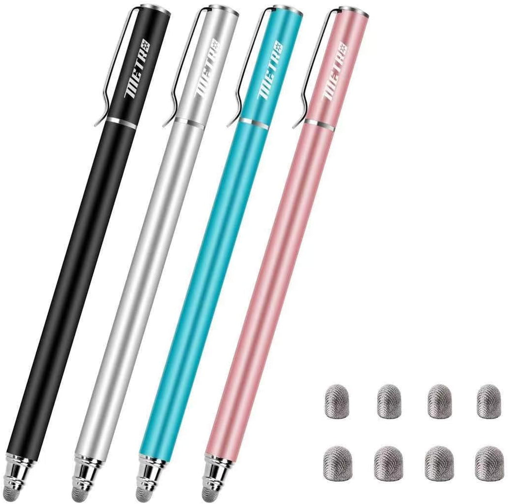 METRO Universal Stylus Pens for Touch Screens - High Sensitivity Capacitive Stylus Fiber Tips 2 in 1 Touch Screen Pen with 8 Extra Tips for iPad iPhone Android Phone Chromebook All Touchscreen Tablets