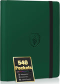 Premium 9 Pocket Card Binder for 540 Cards, Fabmaker PU Cover Trading Card Binder, Sturdy Card Collection Album, Sleek Card Holder Folders for YuGiOh, MTG, TCG, Game Cards & Sports Cards, Green