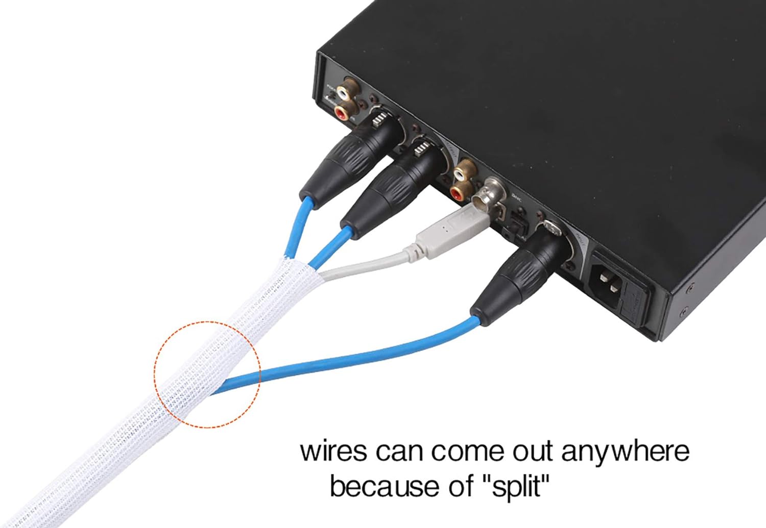 Alex Tech 6.6ft - 1.5 inch Cord Protector Wire Loom Tubing Cable Sleeve Split Sleeving for USB Cable Power Cord Audio Video Cable - Protect Cat from Chewing Cords - White