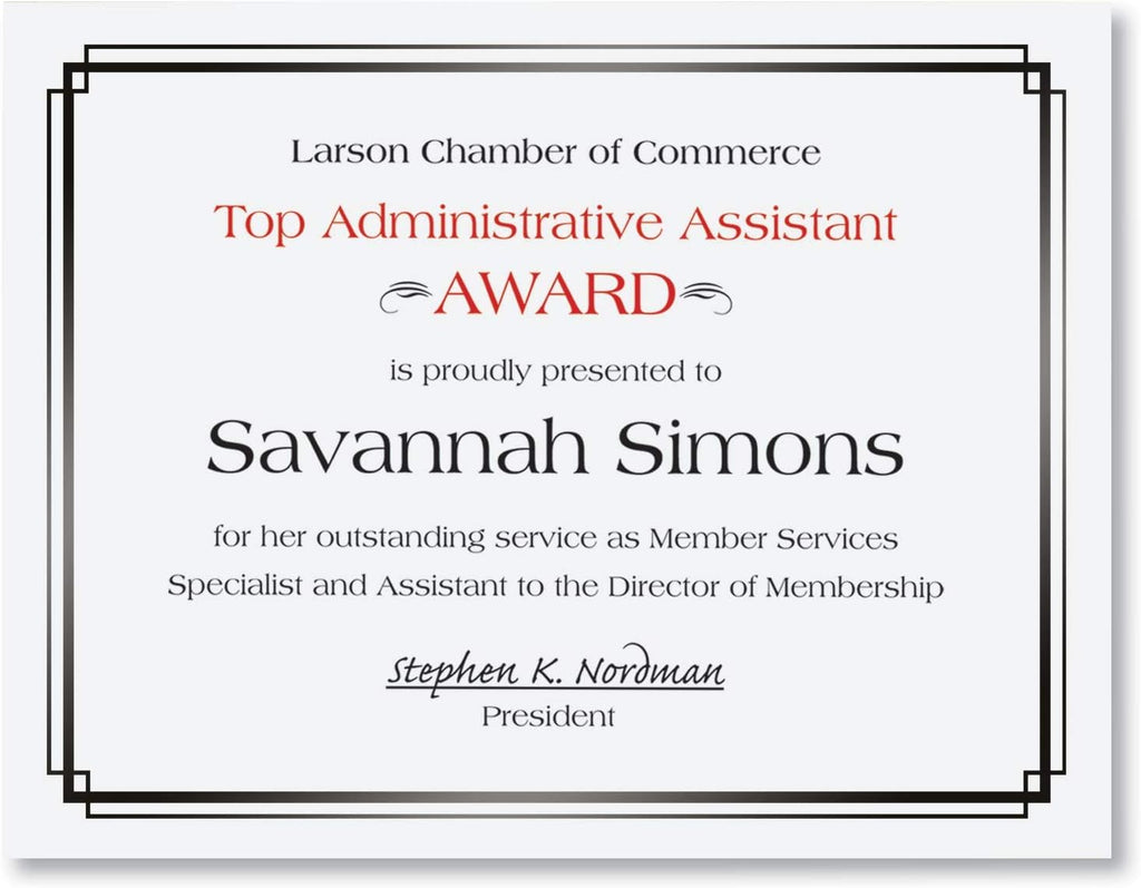 PaperDirect Foil Elegance Specialty Certificates, 50 Sheets of 38lb White Paper, 8½" x 11", Double Black Foil Border, Perfect for Awards, Students, Employees, Volunteers, Course Completion, Diplomas