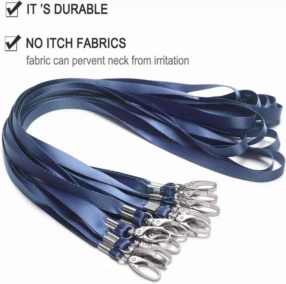 10 Pcs Lanyards Navy Lanyard for Id Badges Nylon Lanyard Bulk Clip Swivel Hook for Office Id Badges Key Chains (Navy)