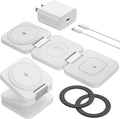 Foldable 3 in 1 Wireless Charging Station for Samsung, KU XIU X55 Ultra Magnetic Travel Charger Stand for Galaxy S24 Ultra S23 S22 Note 20 Z Fold Flip 6 5, Galaxy Watch Ultra 7 6 5, Galaxy Buds, White