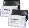 Uniclife 2 Pack Acrylic Business Card Holder for Desk 2 Slots Clear Business Card Display Stand for Men & Women Desktop Business Card Organizer Card Stand for Office Home Exhibition, 120 Card Capacity