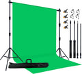 2-in-1 Green Backdrop Stand Kit - 8.5x12 ft Green Backdrop with 10x8.5ft Portable Photography Stand for Video Streaming,Zoom Meetings,Parties,Anti-Wrinkle Polyester Fabric