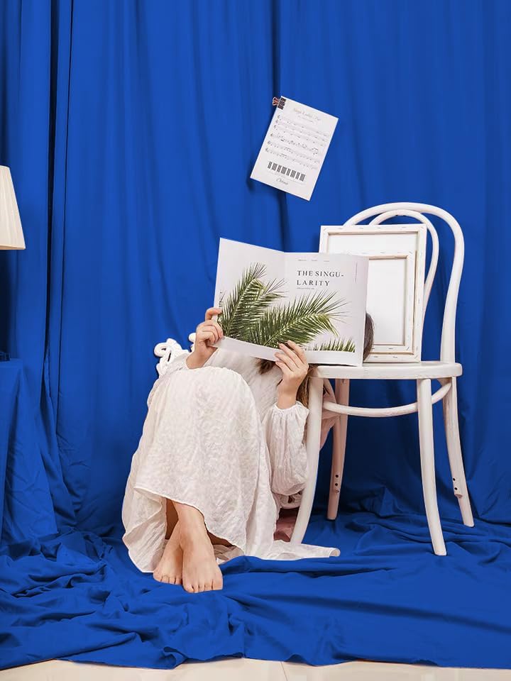 Royal Blue Backdrop Curtains 20ft x 10ft Photo Shoot Polyester Backdrop Drapes for Wedding Party Engagement Decorations