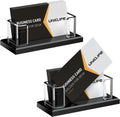 Uniclife 2 Pack Acrylic Business Card Holder for Desk 1 Slot Clear Horizontal Business Card Stand for Men & Women Desktop Name Card Display Stand Card Organizer for Office Exhibition, 60 Card Capacity