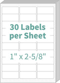 1" x 2-5/8" Address Labels, 30 up Blank Shipping Labels, 250 Sheets Address Mailing Sticker Labels for Laser and Inkjet Printers (7500 Labels)