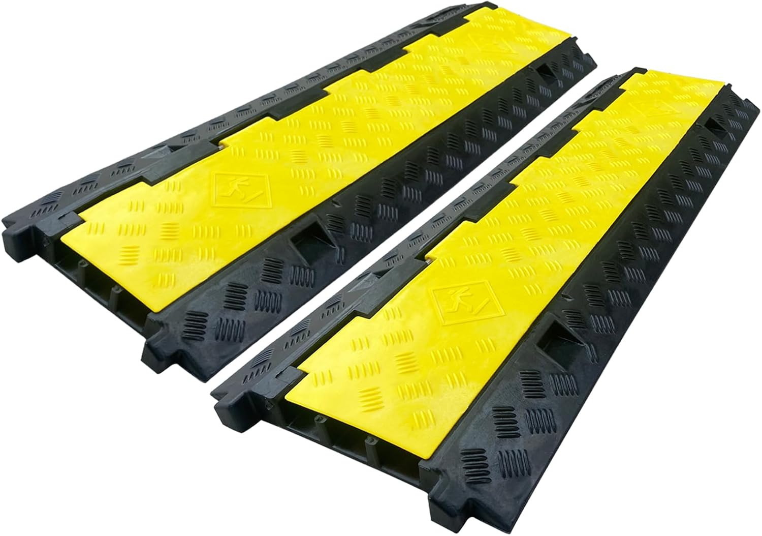 2 Pack Rubber Cable Ramp Hose Cable Protector Ramp 3 Channel 22000Lbs Load Capacity Traffic Speed Bump Wires Power Lines Extension Cord Cover for Indoor Outdoor
