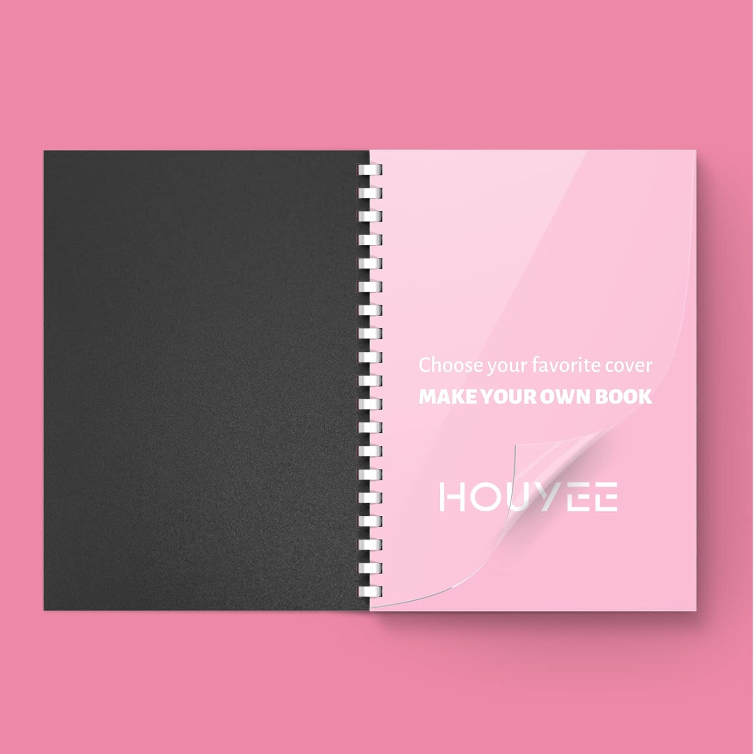 HOUYEE 120 Pack Binding Covers Set, 8.5x11 Inches, Including 60 Pcs 12 Mil Sand Plastic Texture, 60 Pcs 10 Mil Clear Binding Covers