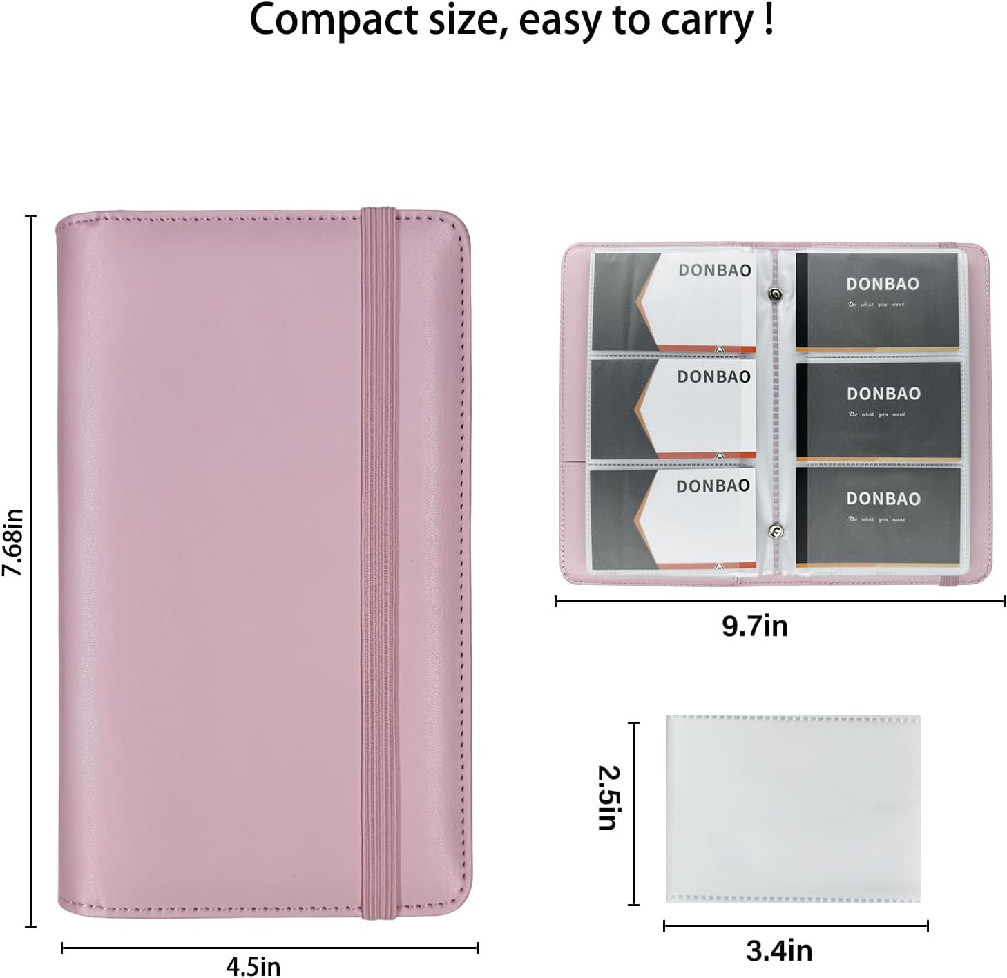 Leather Professional Business Card Holder Book Organizer, 240 Card Slots Capacity Booklet, Premium PU Name Cards Storage Folder with Soft Cover, Credit Card Binder Holder for Men/Women (Light Pink)