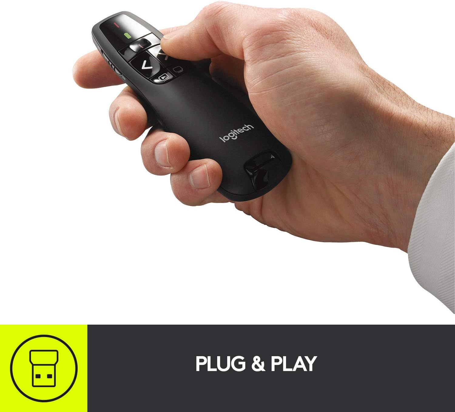 Logitech Wireless Presenter R400, PowerPoint Clicker with Laser Pointer, Wireless Presentation Clicker Remote