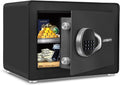 Safe for Home, 1.0 Cubic Feet Small Safe with Removable Shelf, Alarm System, Digital Electronic Security Money Box for Cash, Document, Home, Office, Hotel Use, Black, 9.84"D x 13.78"W x 9.84"H