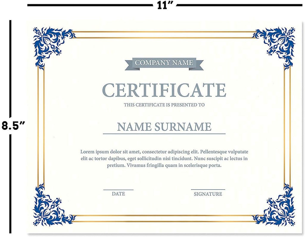 Empire Blue & Gold Award Certificate Collection - Includes 25 Certificate Papers (White/Blue), 25 Heavy Linen Folders (Blue/Gold), 36 Gold Foil Seals, Laser & Inkjet Printer Compatible
