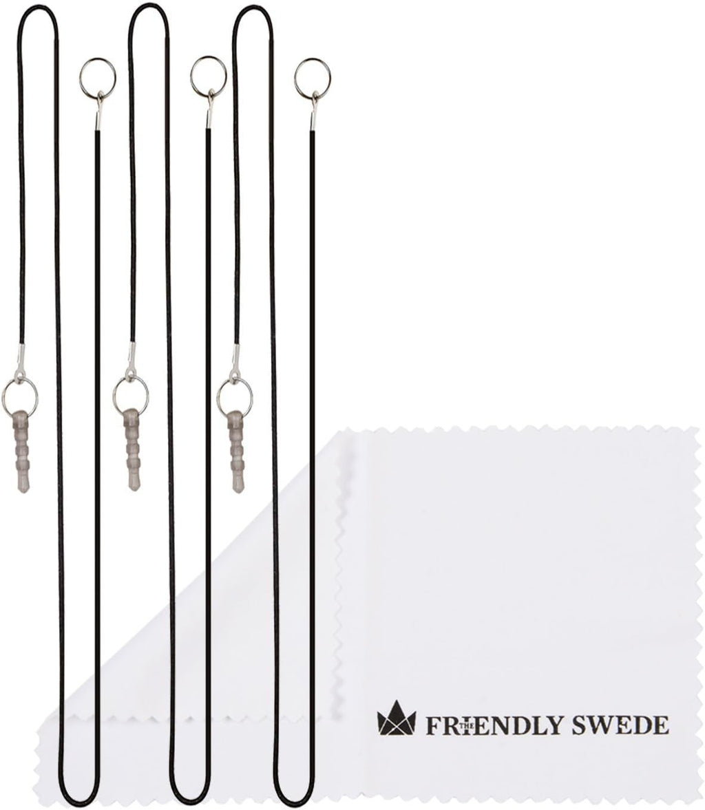 The Friendly Swede Extra Long Stylus Pen for Touchscreen — Set of 3 Micro-Knit 7.3" Capacitive Stylus Pens; Including 3 Replaceable Fiber Tips, 3 Elastic Lanyards & Cleaning Cloth - Silver