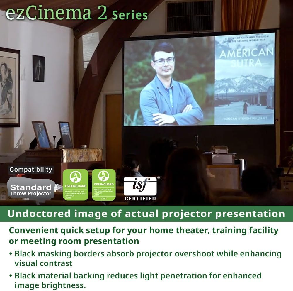 Elite Screens ezCinema 2 Projector Screen, 105-inch 4:3 Portable Manual Floor Pull Up w/ Scissor Backed Church Office Front Projection Carrying Bag, US Based Company 2-YEAR WARRANTY, F105XWV2