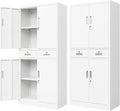 BESFUR Metal Storage Cabinet, Locking Storage Cabinet with Drawers and Adjustable Shelves for Garage, Office, Classroom - White