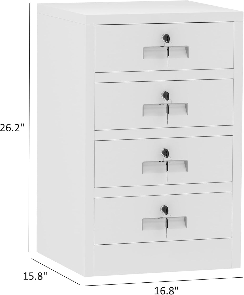 Metal Storage Cabinet with Lockable Drawers for Home Office Bedroom Living Room Organization(White)