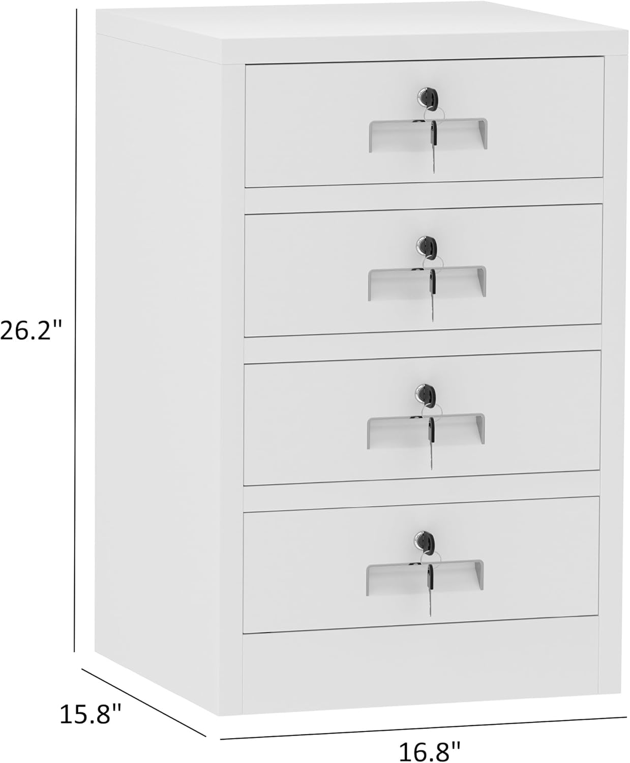 Metal Storage Cabinet with Lockable Drawers for Home Office Bedroom Living Room Organization(White)