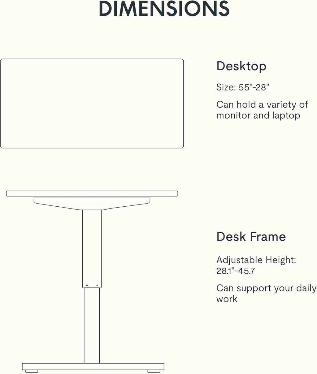 FLEXISPOT EN1 Whole-Piece Standing Desk - 55 x 28 Inches Electric Stand Up Workstation, Home Office Computer Height Adjustable Desk (Black Frame + 55" Mahogany Top, 2 Packages)