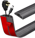 Floor Cord Cover Self Adhesive Cord Hider Floor Extension Cord Covers for Floor Power Cord Protector Cable Management Prevent Cable Trips Cable Cavity 0.47" W x 0.27" H (Deep Grey Wood, 20Ft)