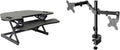 Rocelco 46" Height Adjustable Corner Standing Desk Converter with Dual Monitor Arm Bundle - Quick Sit Stand Up Computer Workstation Riser - Extra Large Keyboard Tray - Black (R CADRB-46-DM2)