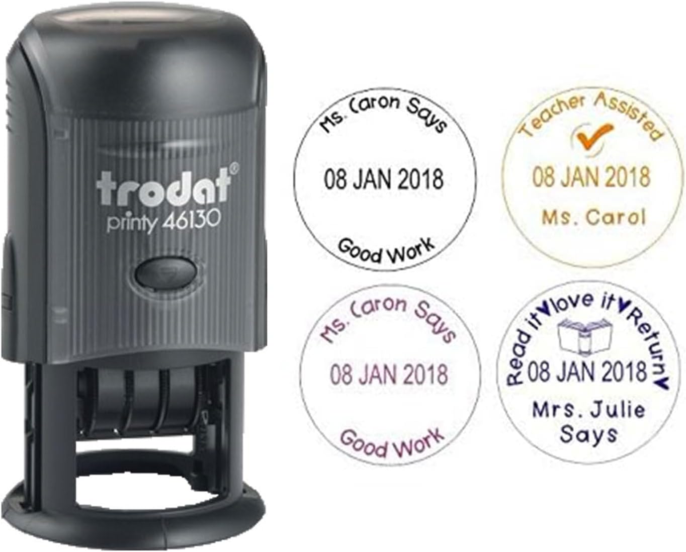 Trodat Printy 46130 Custom Round Die Plate Dater Self Inking Stamp