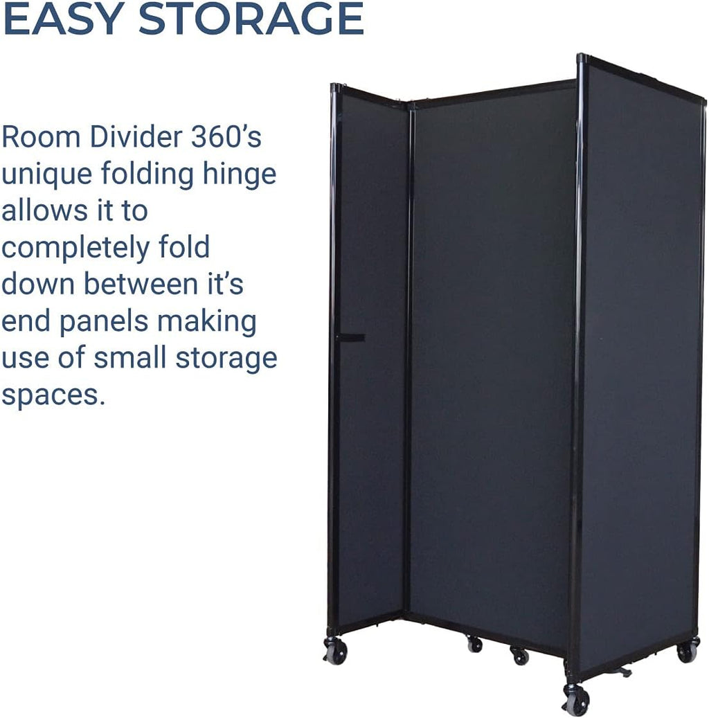 Versare Room Divider 360 Portable Wall Partition | Folding Panels | Large Freestanding Divider | Locking Wheels | Temporary Room Separator | 14' x 7'6'', Powder Blue