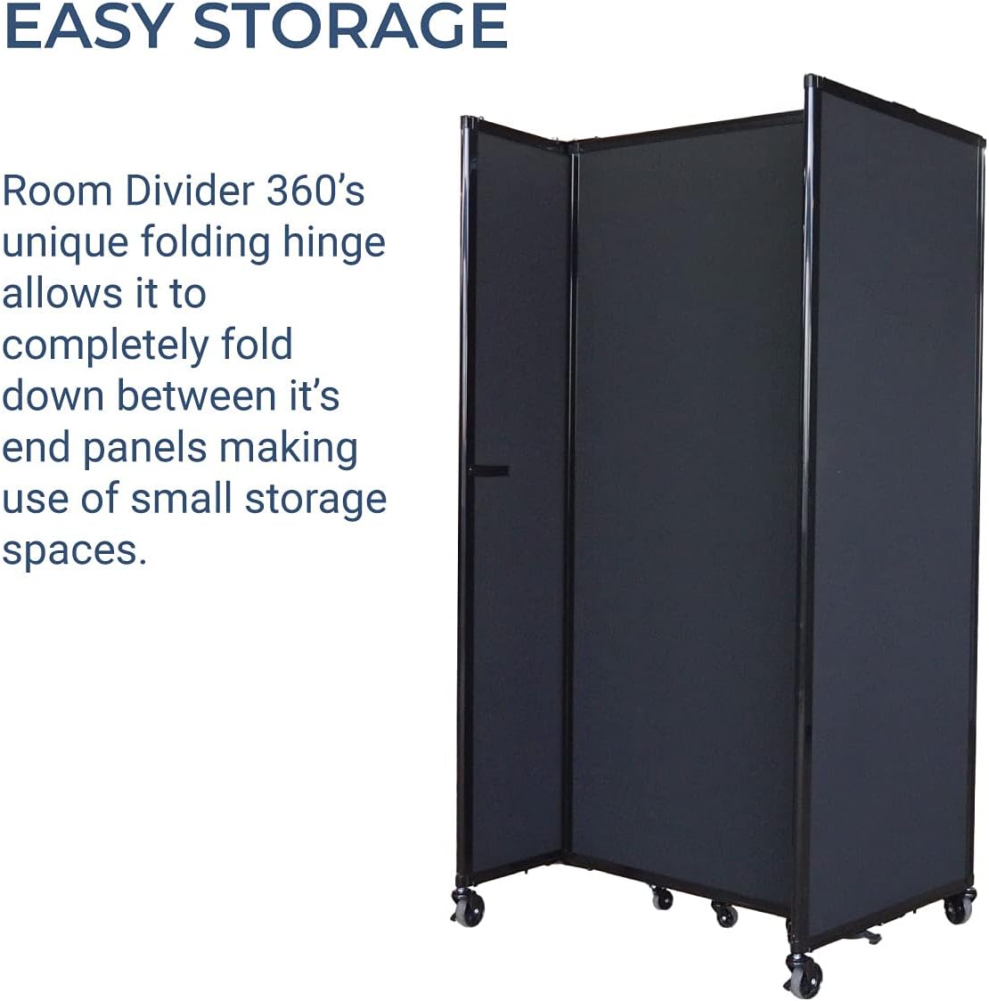 Versare Room Divider 360 Portable Wall Partition | Folding Panels | Large Freestanding Divider | Locking Wheels | Temporary Room Separator | 14' x 7'6'', Ocean