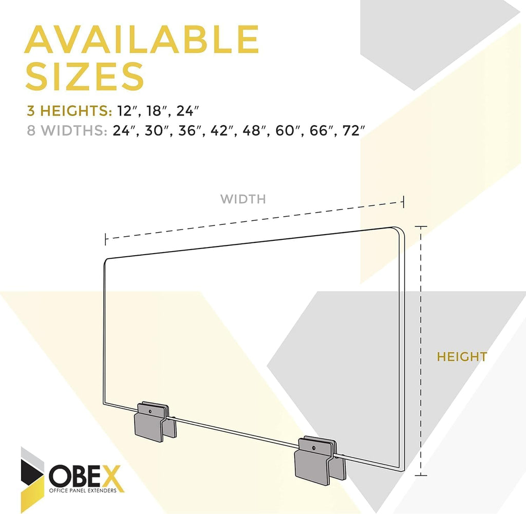 OBEX Acoustical Cubicle Privacy Screen Extender Desk Panel & Office Divider, Add Separation & Block Noise, 12" x 60", Overcast