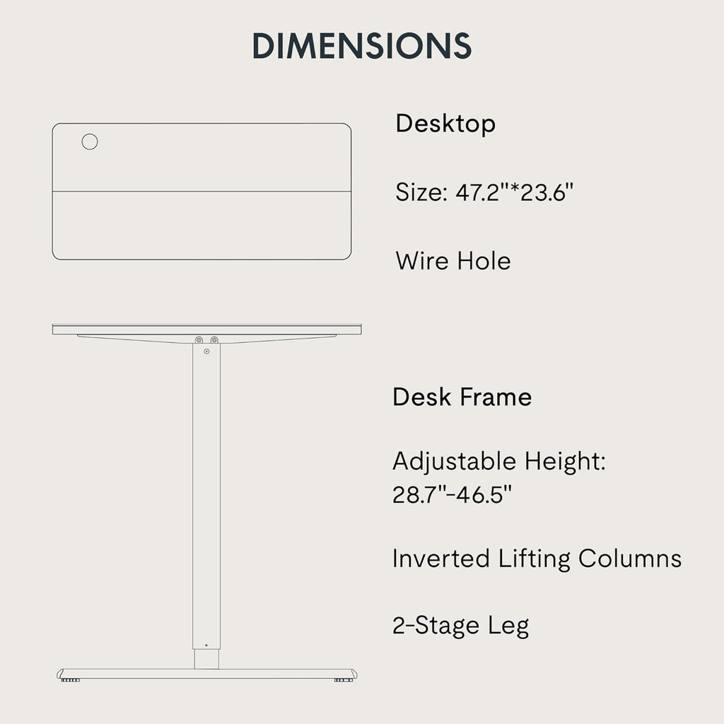 Adjustable Standing Desk, 47x24 Inches Home Office Desk with Memory Preset, Home Office Desk Computer Workstation Splice Black Top + Black Frame