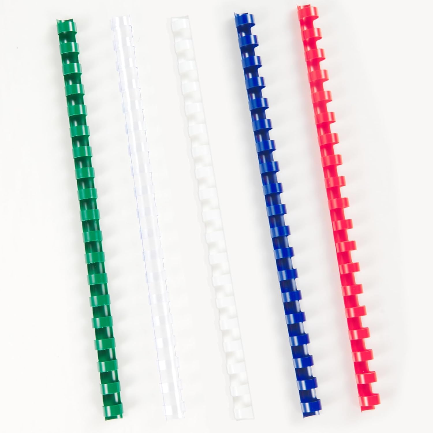HOUYEE 19 Ring Plastic Binding Comb,1/2 Inch Diameter,75 Sheet Capacity,Letter Size, Multi-Color Binding Comb Spines, 50 Pack,White, Red,Green,Clear,Blue