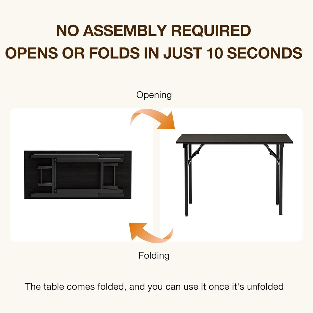 TEMI Small Computer Desk Folding Table - 43.3" Foldable Office Desk, No Assembly, Perfect for Small Spaces in Bedroom, or Apartment, Portable Mini Desk or Study Table Compact Design, Charcoal Wenge